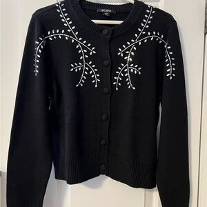 BCBG Black Cardigan with Rhinestone  Embellishments